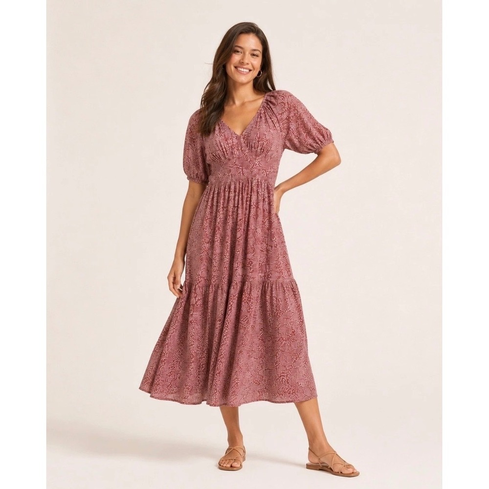Universal Thread Tiered Maxi Dress XL Boho Cottagecore Mauve Floral Pocket